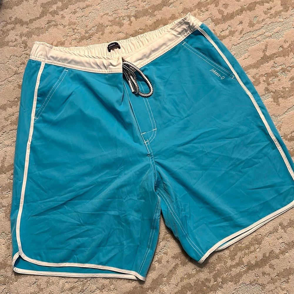 johnnie-o lined swim trunks- worn once! Large